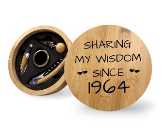 60Th Birthday, Bamboo Wine Set With Birth Year 1964, Ideal Gifts For Wine Lovers, 60 Birthday Gifts, Fathers Day Gifts, Gifts For Dad
