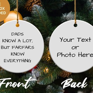 Farfar Dad Ornament, Custom Text Ornament for Farfar, Father&#39;s Day Gifts for Farfar 2-Sided Ornament, Dad Knows But Farfars, Thank You Gifts