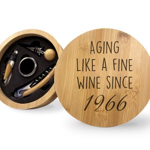 58th Birthday Bamboo Wine Set With Birth Year 1966, Ideal Gifts For Wine Lovers, 58 Birthday Gifts, Mothers Day Gifts, Gifts For Mom