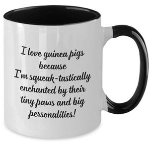 I Love Guinea Pigs Coffee Mug, Birthday Anniversary Retirement Graduation Present For Guinea Pig Lovers, Cheeky Gag Gift For Guinea Pig