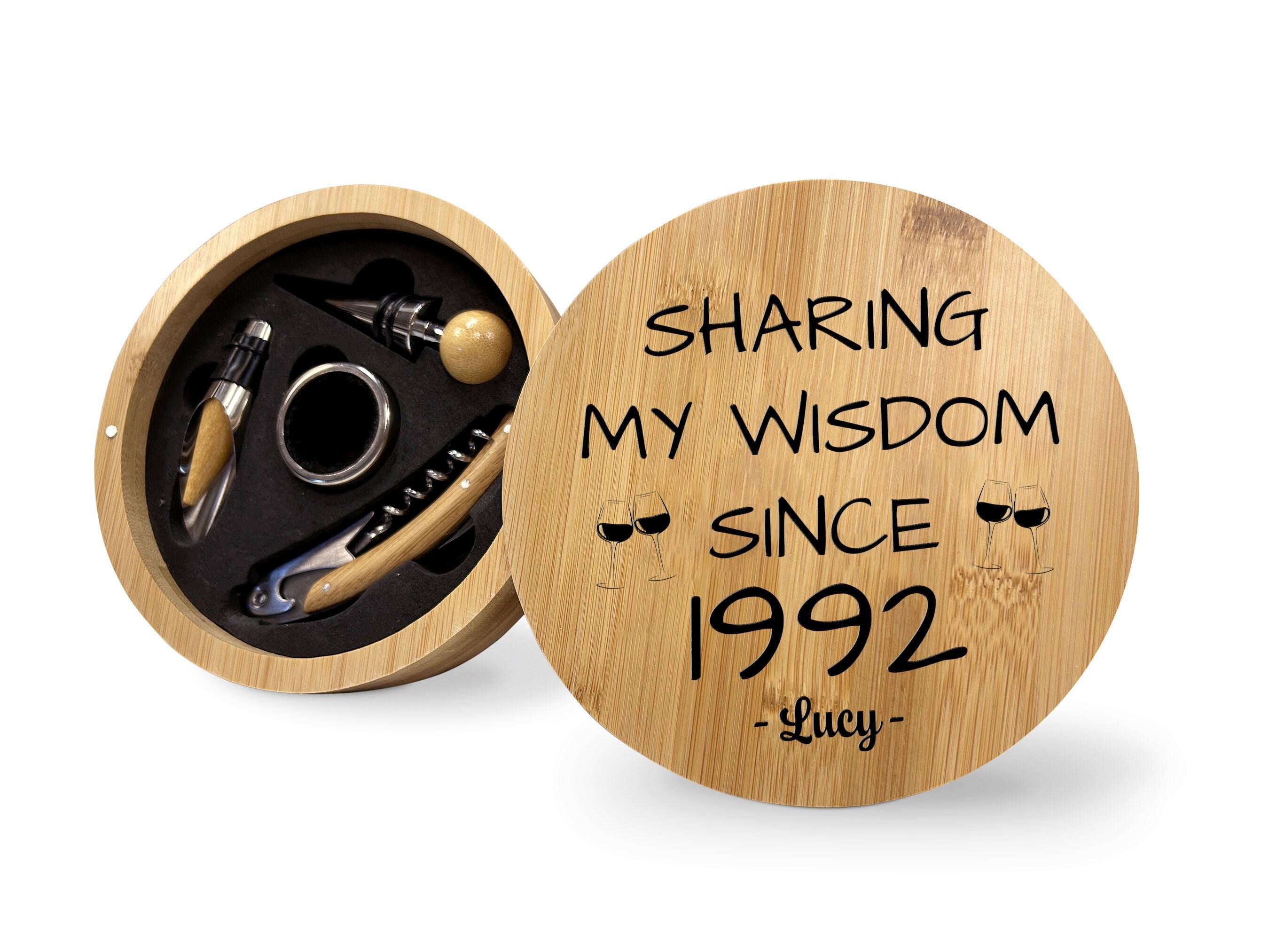 Personalized 32nd Birthday Bamboo Wine Set With Birth Year