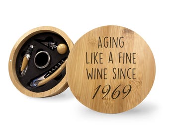55Th Birthday Gifts, Bamboo Wine Set With Birth Year 1969, Ideal Gifts For Wine Lovers, 55 Birthday Gifts, Mothers Day Gifts, Gifts For Mom