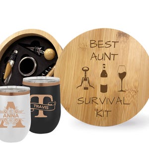 Aunt Gift From Niece, Best Aunt Engraved Wine Accessories Set Wine Tumblers, Gag Gift For Christmas as Gift For Aunt Birthday