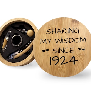 100th Birthday Bamboo Wine Set With Birth Year 1924, Ideal Gifts For Wine Lovers, 100 Birthday Gifts, Fathers Day Gifts, Gifts For Dad