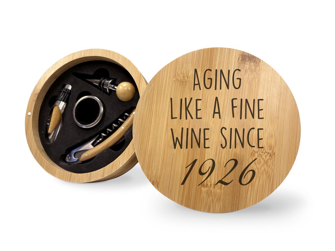Personalized 32nd Birthday Bamboo Wine Set With Birth Year