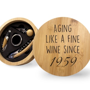 65th Birthday Bamboo Wine Set With Birth Year 1959, Ideal Gifts For Wine Lovers, 65 Birthday Gifts, Mothers Day Gifts, Gifts For Mom