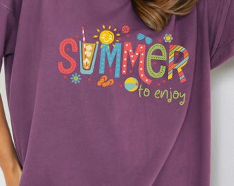 Summer to Enjoy Comfort Colors Tee: Beach Vacation Graphic T-Shirt