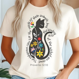Christian Cat Shirt, Proverbs 12:10 T-Shirt, Christian Pet Lover Gift