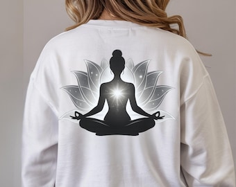 Mindful Sweatshirt, Meditating Lotus Crewneck, Yoga Meditation Gift