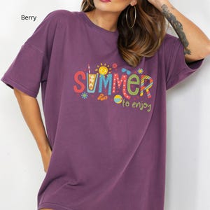 Summer to Enjoy Tee, Colorful Comfort Colors Shirt, Cute Vacation T-Shirt, Fun Summer Graphic Tee, Beach Shirt, Travel Gift for Her