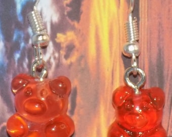 Gummy bear earrings, red