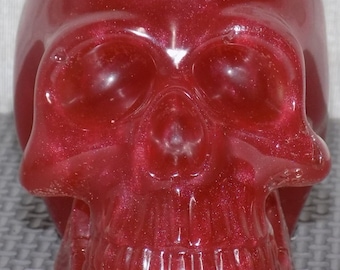 Galaxy red epoxy skull- glow in the dark- defective