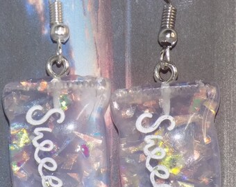 1 set of "Sweet" candy earrings, purple