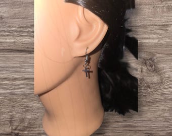 Silver cross earrings
