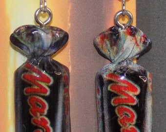 Mars candy bar earrings
