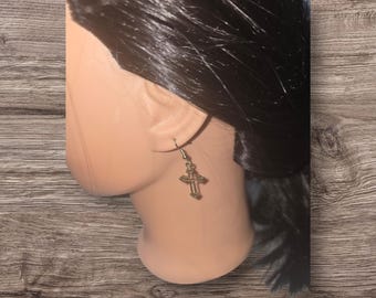 Bronze tone cross earrings