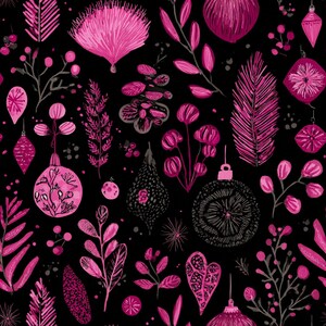 Pink Christmas Seamless Digital Papers, Floral, Scrapbook Paper, Commercial Use Digital Paper, Pink Holiday Pattern Digital Download. JPGs