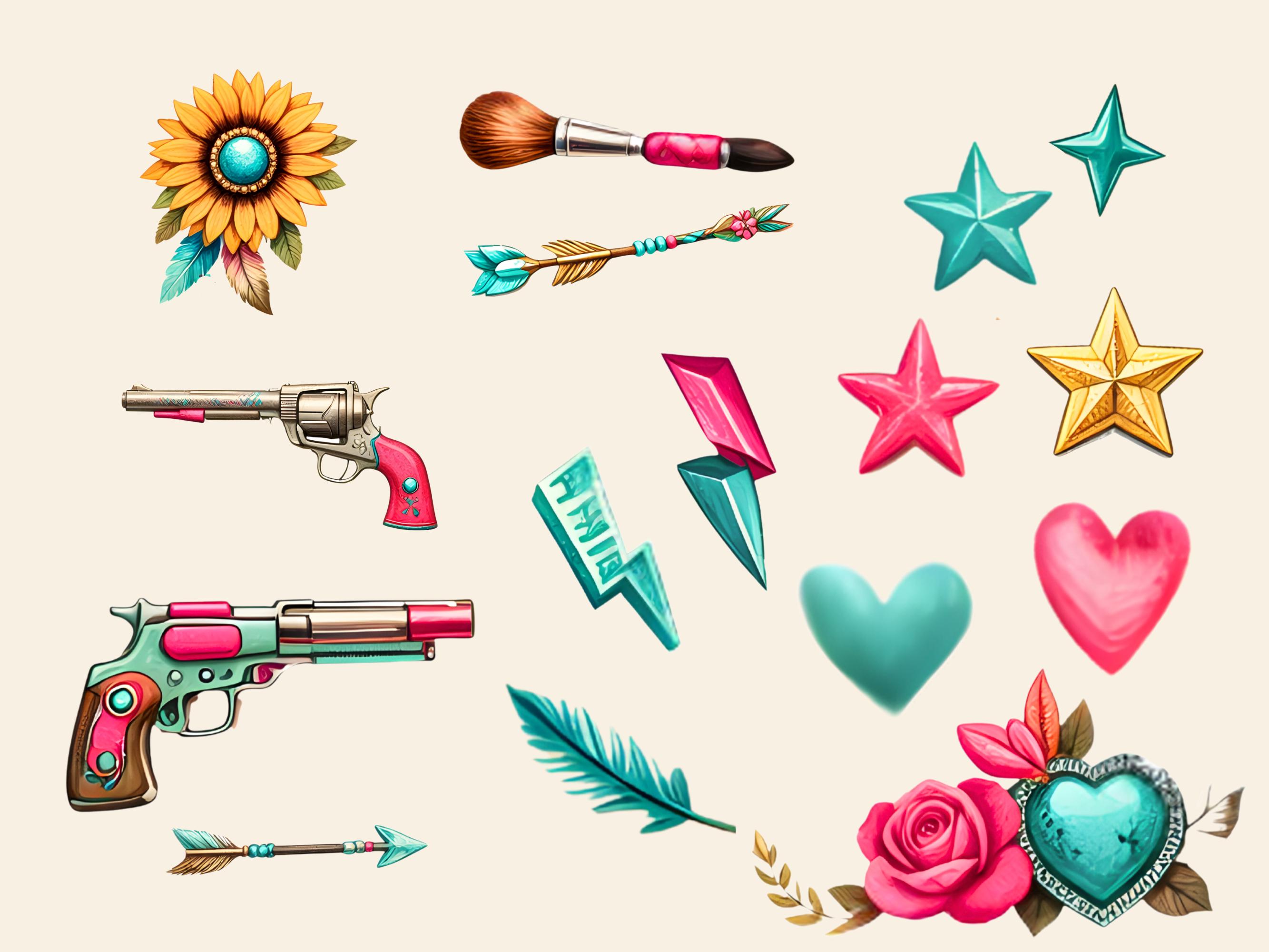 Cowgirl PNG Digital Download Bundle Rodeo Western Turquoise and Pink - Etsy
