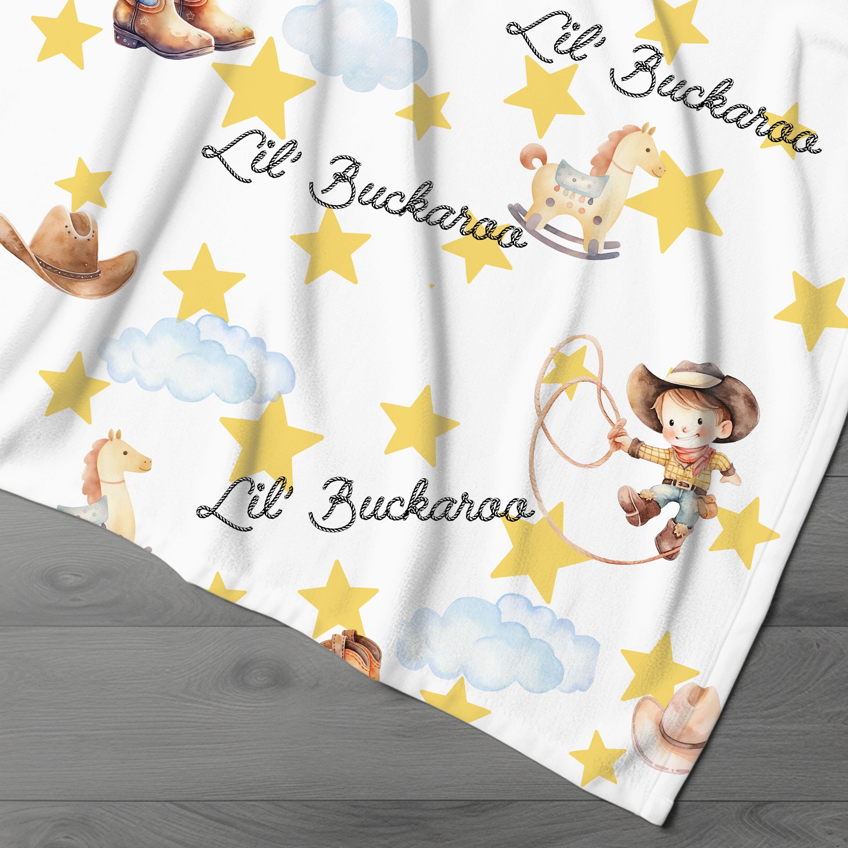 Personalized Little Cowboy Baby Blanket Farm Baby Theme Nursery. Jersey