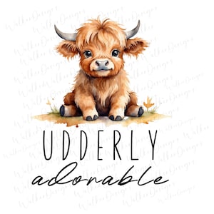 Uierly schattige Schotse hooglander, PNG digitale download clipart, baby clipart, koe afdrukbare. Boho nieuwe baby. Nieuw in de kudde.