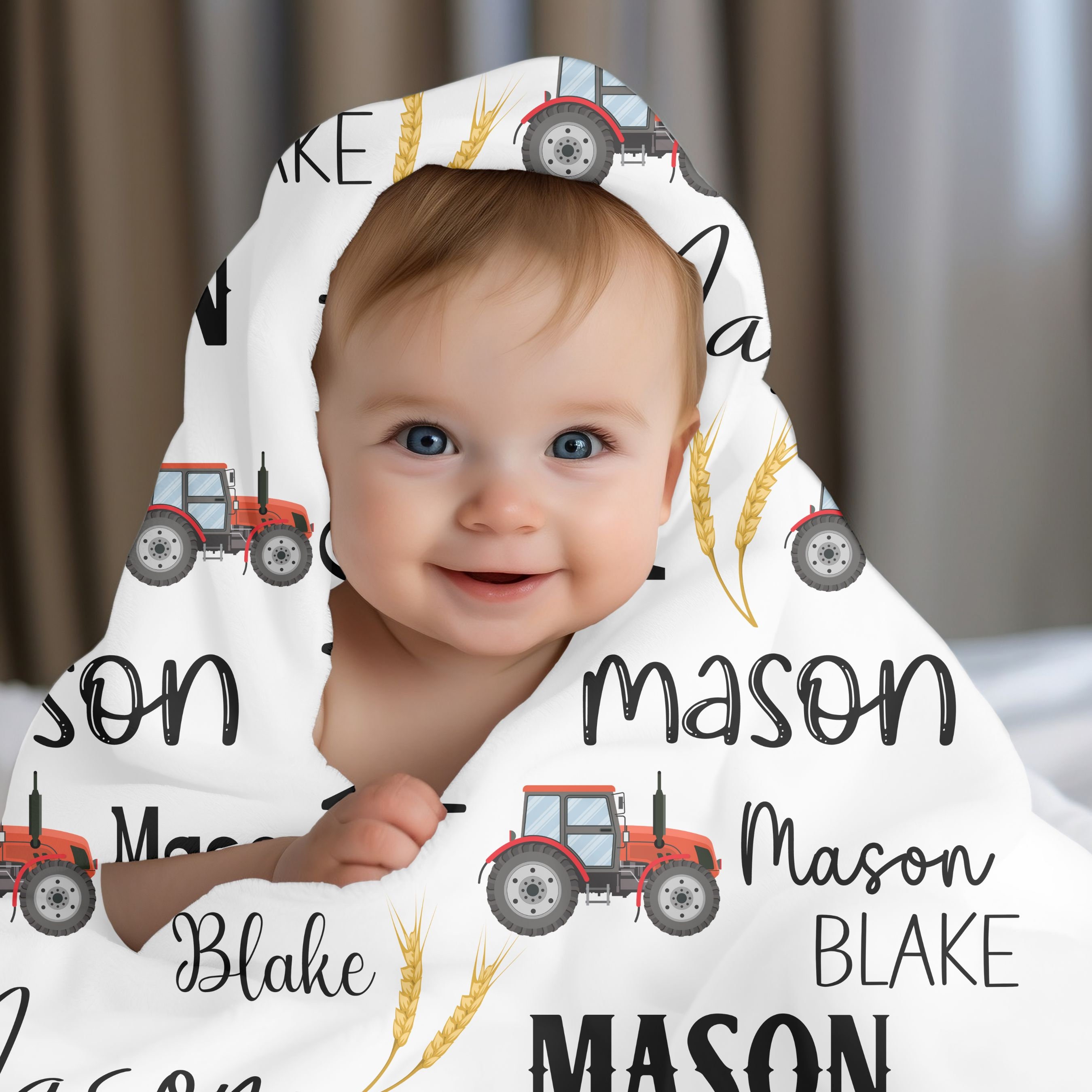 Personalized Tractor Baby Blanket Boy Tractor Farm Baby Theme. Jersey ...
