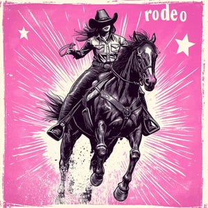 Retro Western JPG Digital Download Scrapbook Paper, Commercial Use, Vintage cowgirl print Punchy Western Graphics, Rodeo Country