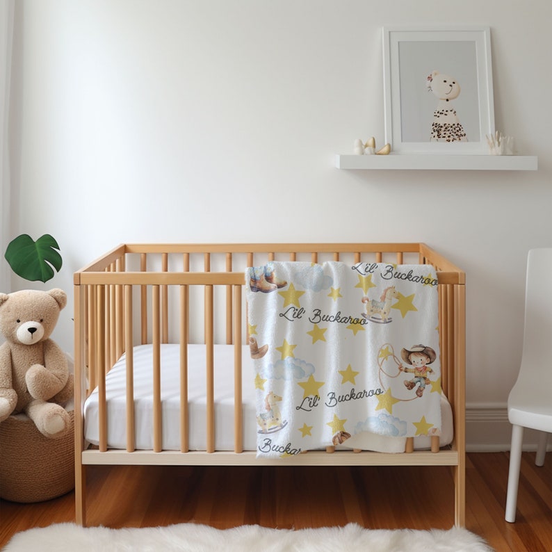 Personalized Little Cowboy Baby Blanket Farm Baby Theme Nursery. Jersey