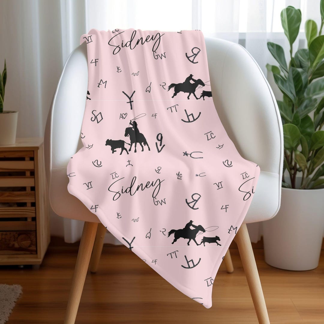 Personalized Girl Roping Baby Blanket Farm Baby Theme Nursery. Jersey ...