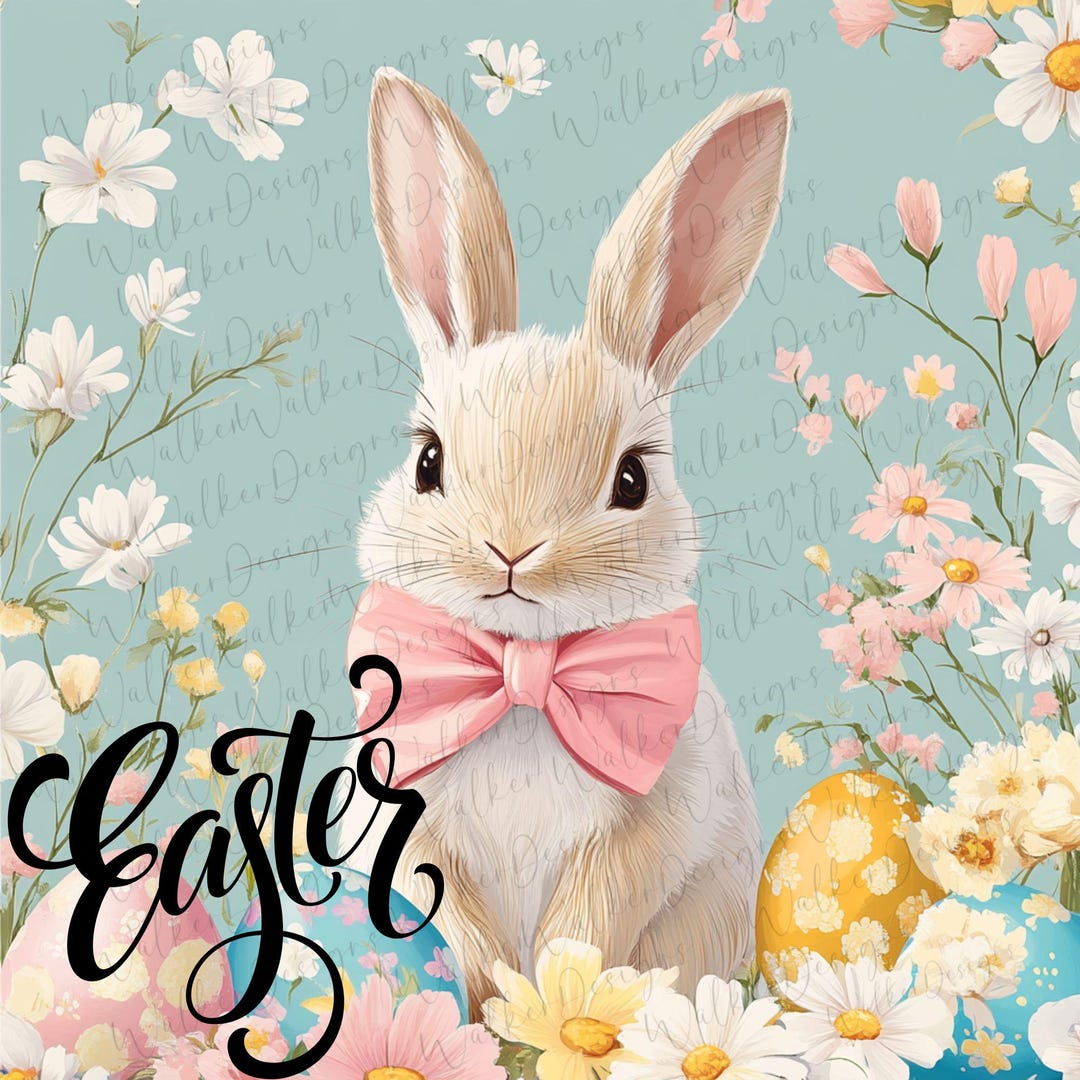 Easter Bunny PNG DIGITAL DOWNLOAD Easter Bunnie Coquette Bunny Floral ...
