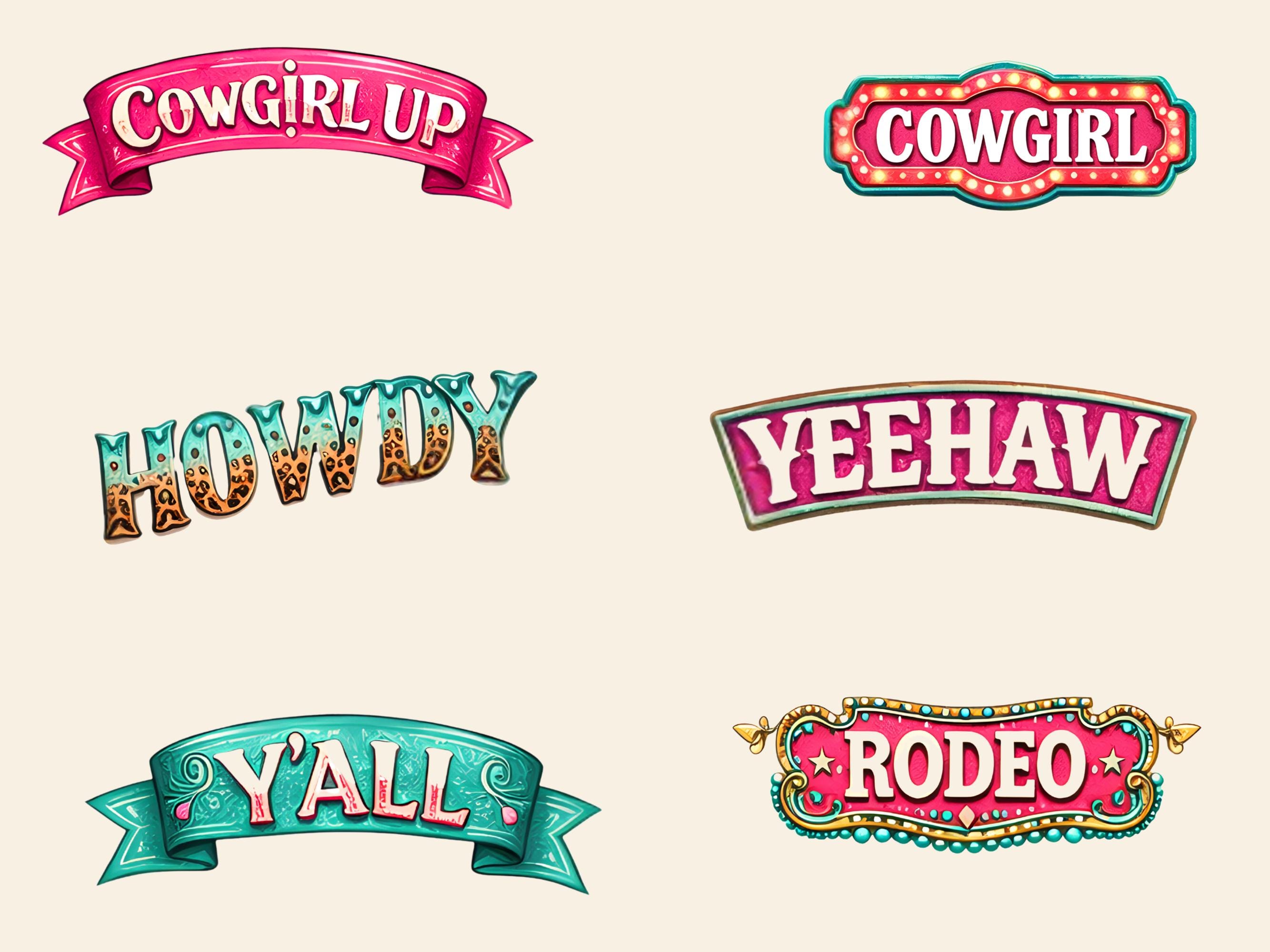 Cowgirl PNG Digital Download Bundle Rodeo Western Turquoise and Pink - Etsy
