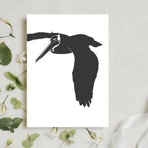 Minimalist Pelican Greeting Cards - Premium 270gsm Paper - Coastal Bird Art - Multiple Quantities - USA Made