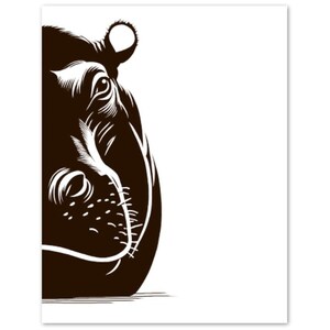 Minimalistische wenskaarten nijlpaarden - set van 10 met enveloppen - Afrikaanse natuurkunst - briefpapier safaridieren - blanco kaarten