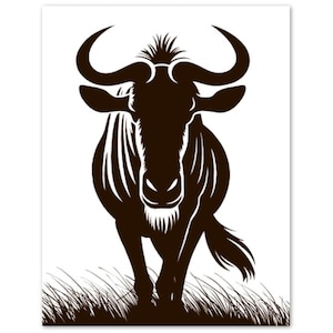 Minimalistische gnoes-wenskaarten - set van 10 met enveloppen - Afrikaanse safarikunst - uniek wildlife briefpapier - blanco kaarten
