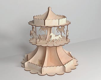 Carrusel de dulces – Archivo láser - SVG, DXF, CDR. Producto digital / Glowforge / Patrón de corte láser / Ai