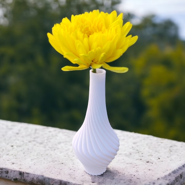 Custom 3D-printed White Modern Twist Vase