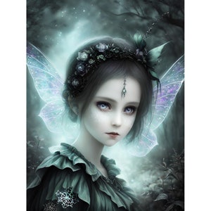 Nocturnal Fairy, AI Generated Artwork, Instant Download, Printable.