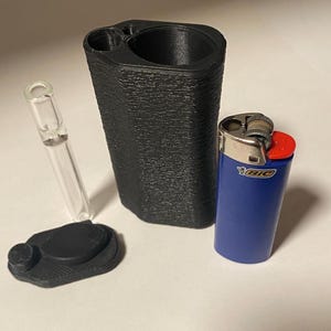 Midnight Toker Lighter and Pipe Case || Sleek Case for Bic Lighter, One Hitter and Poker, With Air & Water Tight Lid