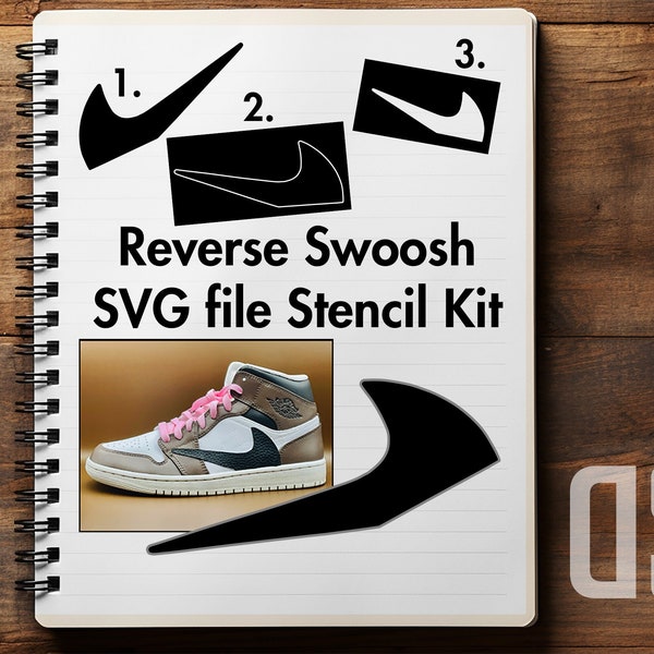 Reverse Swoosh SVG File Stencil Kit | Digital File Download | Stencil Kits for Cutting Machines | Custom Stencils | Custom Shoe Stencils |