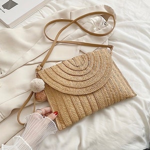 Evening Party Bag -Square, Woven, Gold Trim, Simple, Elegant – Luxy Moon