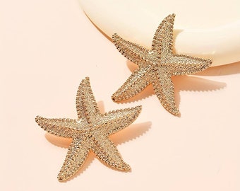 Golden Starfish Stud Earrings