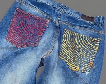 Rocawear Jeans Mens 40 Denim Embroidered Back Pockets Baggy Streetwear Y2k Vtg