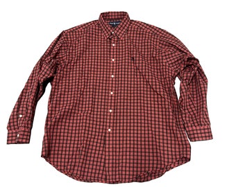 Ralph Lauren Blake Men’s L Long Sleeve Button Up Shirt Red Plaid Flannel Vintage