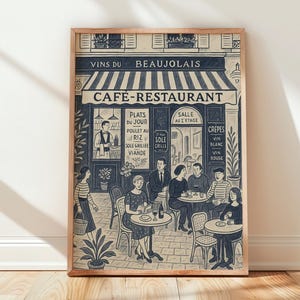 French Cafe Art Print – Paris Bistro Wall Art, French Kitchen Printable, French Wall Art, Digital Kitchen Download, Housewarming Gift