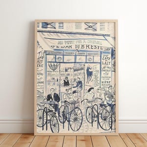 French Cafe Art Print: Parisian Bistro Kitchen Decor, Digital Download