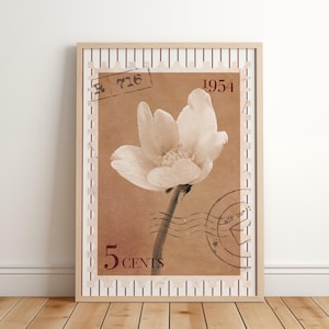 Floral Stempel druckbare, neutrale Wandkunst, Bauernhaus-Wand-Dekor, Vintage Floral Stempel Wandkunst, botanische Stempeldruck, digitaler Download Kunst