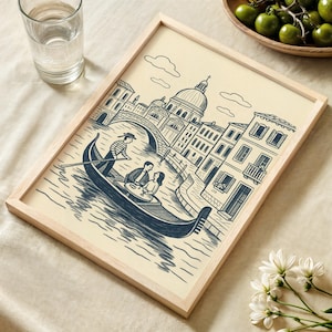 Gondola Wall Art, Printable Wall Art, Venice Art Print, Travel Sketch, Travel Poster, Italy Art Print, Digital Download, Gondola Print