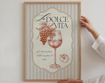 La Dolce Vita Print: Italian Wine, Vintage Kitchen Decor (Digital Download)
