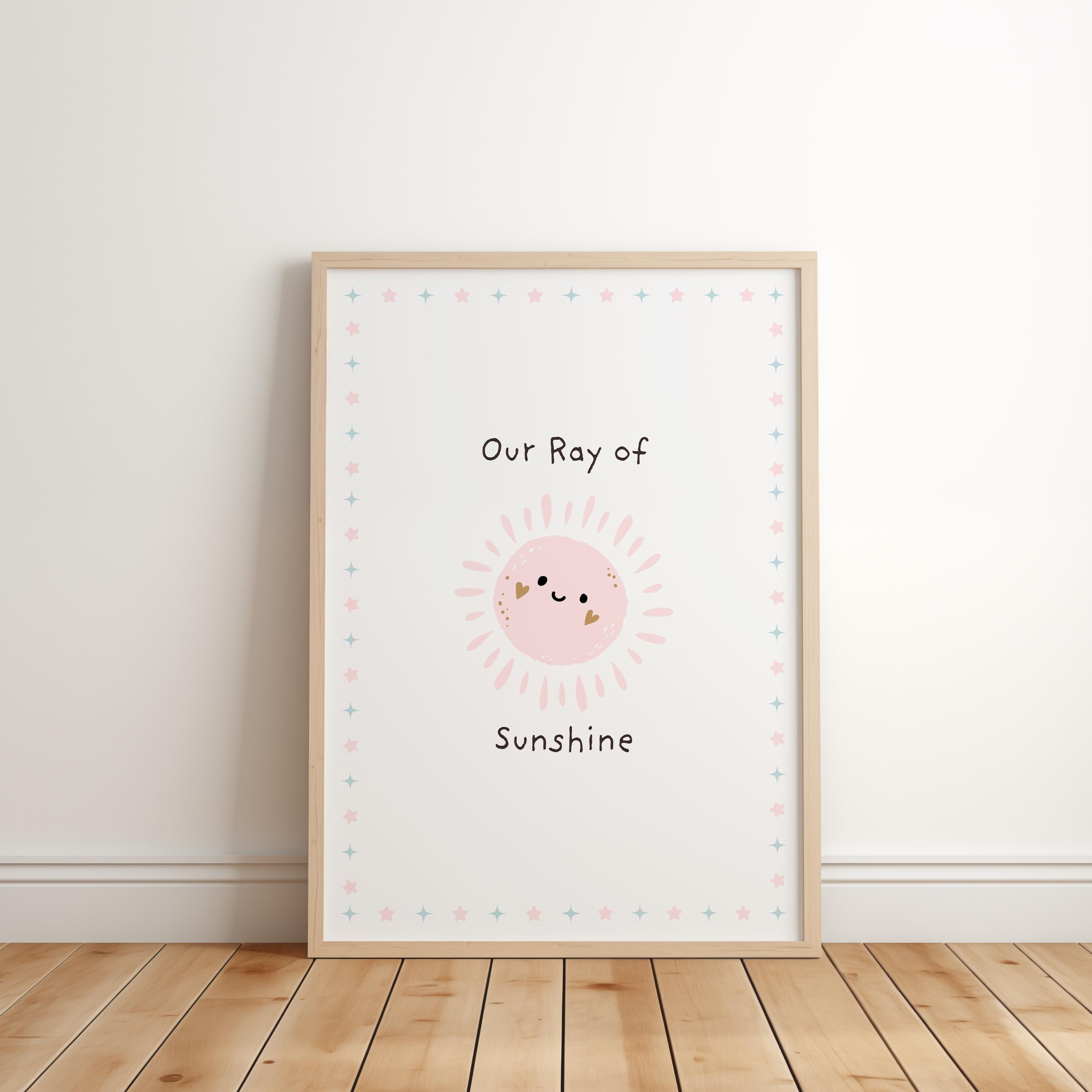 Sunshine Nursery Print: Pink & Blue Pastel Baby Room Decor (digital ...