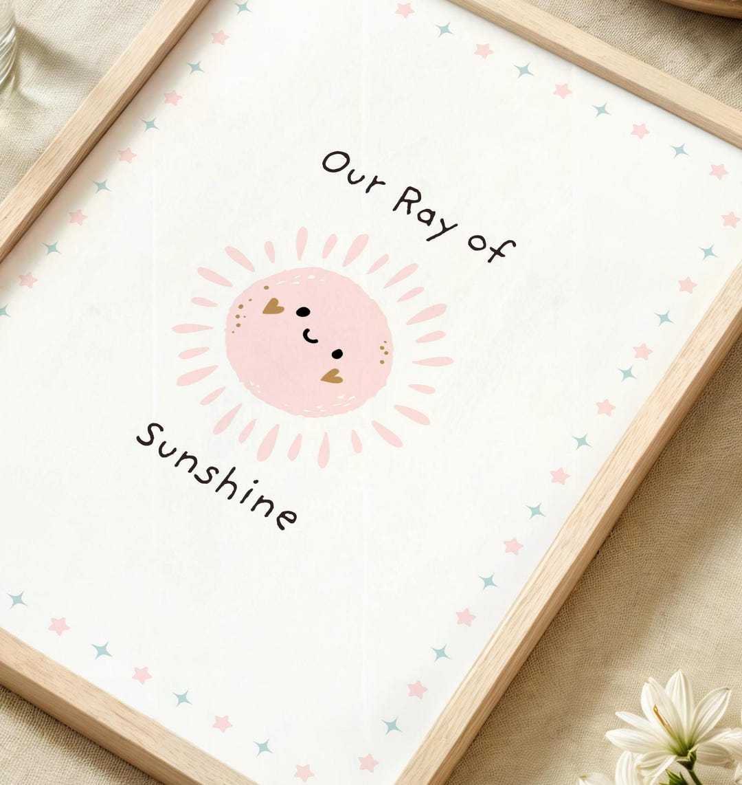 Sunshine Nursery Print: Pink & Blue Pastel Baby Room Decor (digital ...