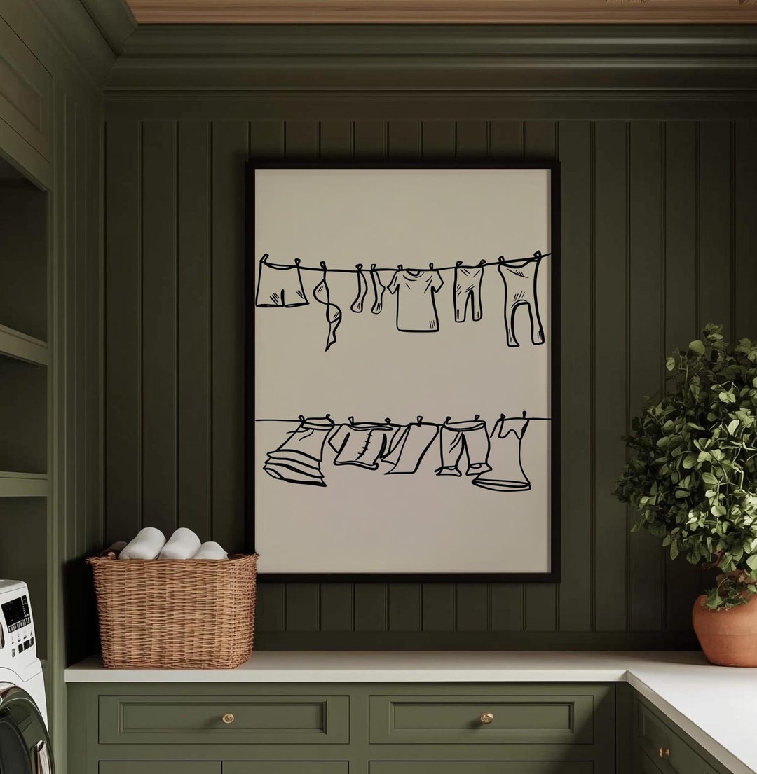 Clothesline Art Printable Art Laundry Room Decor Laundry Room Wall Art ...